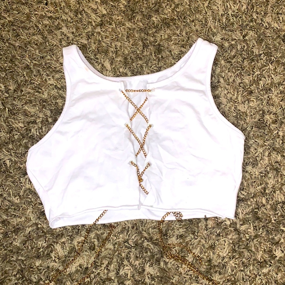 White Cute Crop Top with Detail
